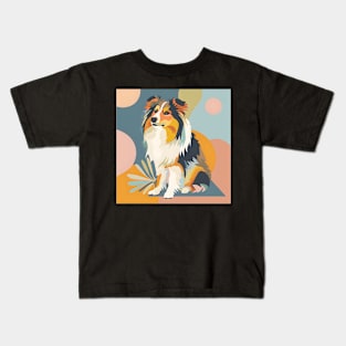 Shetland Sheepdog in 70's Kids T-Shirt